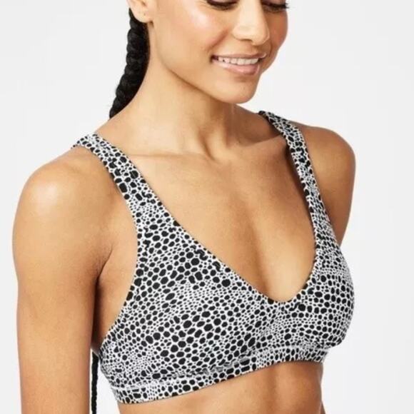 Sweaty Betty Retro Bikini Top Monochrome Croc Jacquard black/white women's XS - Picture 1 of 15
